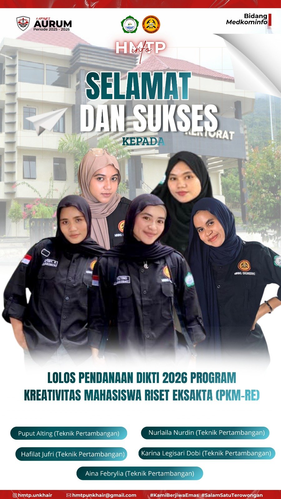 2 Tim Mahasiswa Teknik Pertambangan Unkhair Lolos Pendanaan PKM Belmawa Kemdiktisaintek 2026