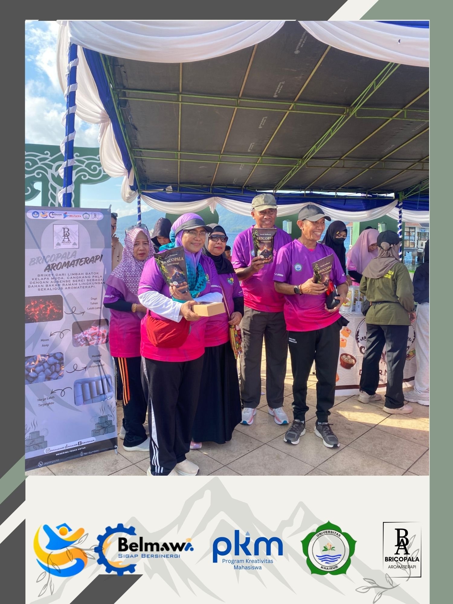 Tim PKM-K Bricopala Aromaterapi Rubah Limbah Batok Kelapa Muda dan Cangkang Pala Jadi Briket