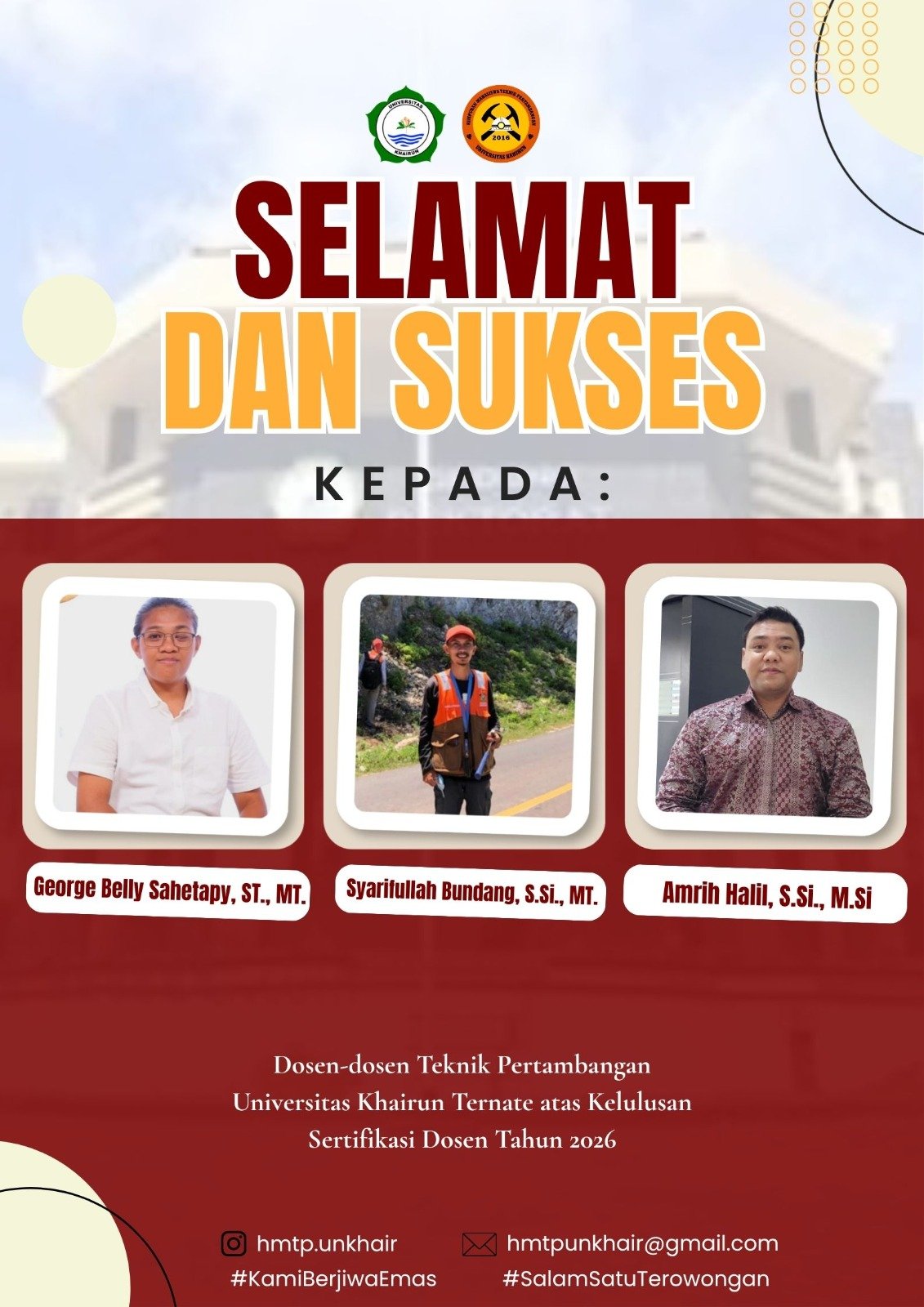 Tiga Dosen Teknik Pertambangan Lulus Serdos