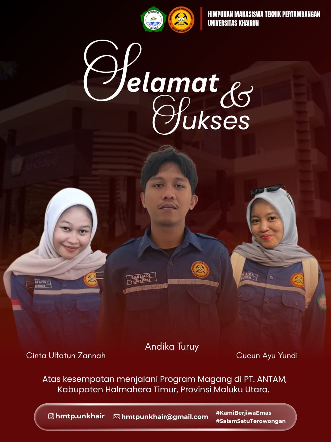 Tiga Mahasiswa Prodi Teknik Pertambangan Magang di PT. ANTAM UBPN Malut