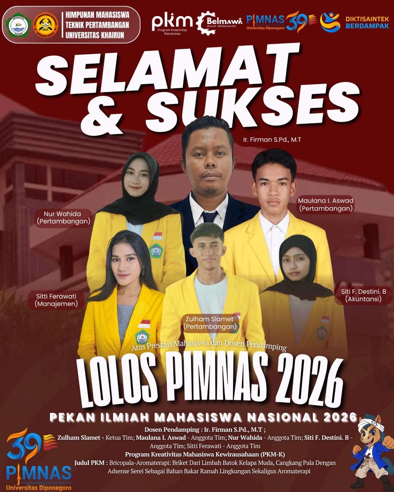 Tim PKM-K Bricopala Aromaterapi Lolos PIMNAS 39 di Universitas Diponegoro