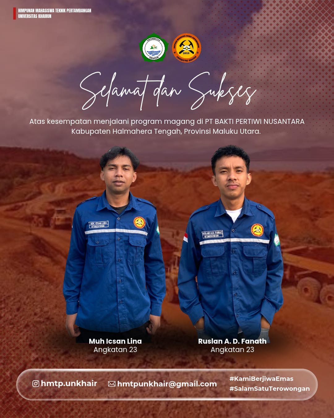 Mahasiswa Prodi Teknik Pertambangan Diterima Magang di PT. BPN